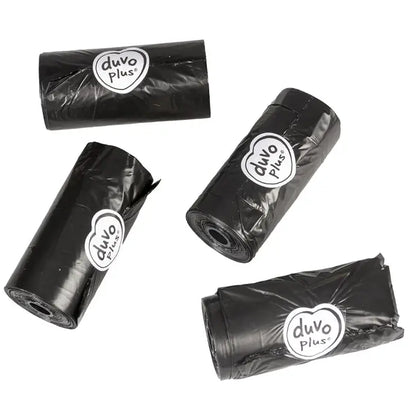 Duvo+ Poo Bags Rolls Black 4 x 20Pcs | Discreet Black Waste Bags for Dogs