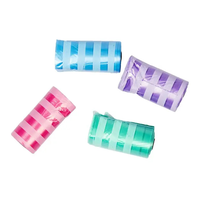 Duvo+ Poo Bags Classic Colour Stripes Multicolour 4 x 20pcs | Striped Waste Bags for Dogs