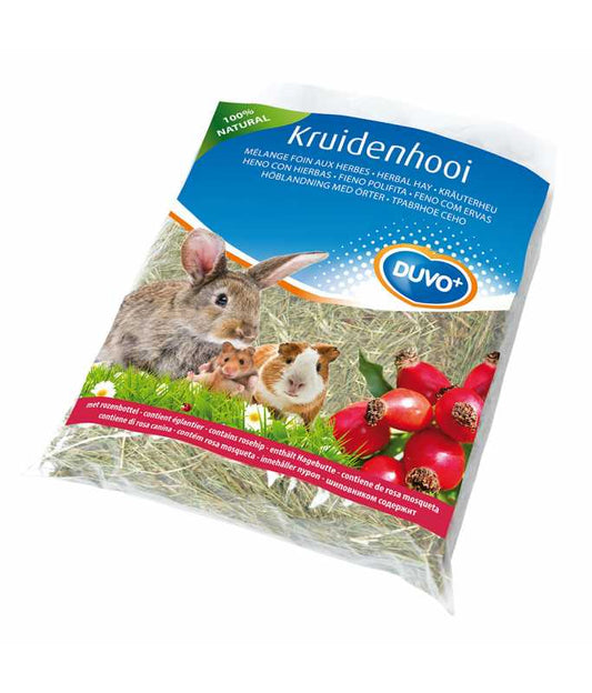 Duvo+ Herbal Hay Rosehip 500g | Wild Rose-Infused Hay for Small Pets