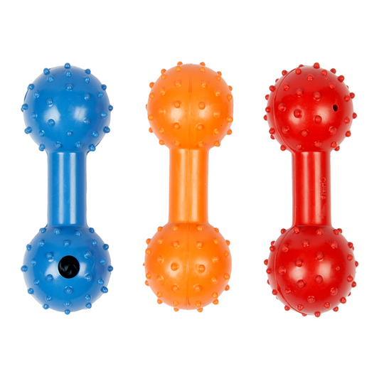 Duvo+ Rubber Dumbell Mix 11cm | Classic Rubber Fetch Toy for Dogs (Assorted Colors)