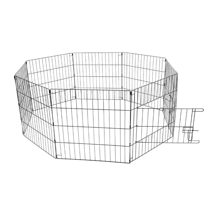 Duvo+ Puppy Run With Door & Net & Hooks Black | 60x60cm Pet Playpen