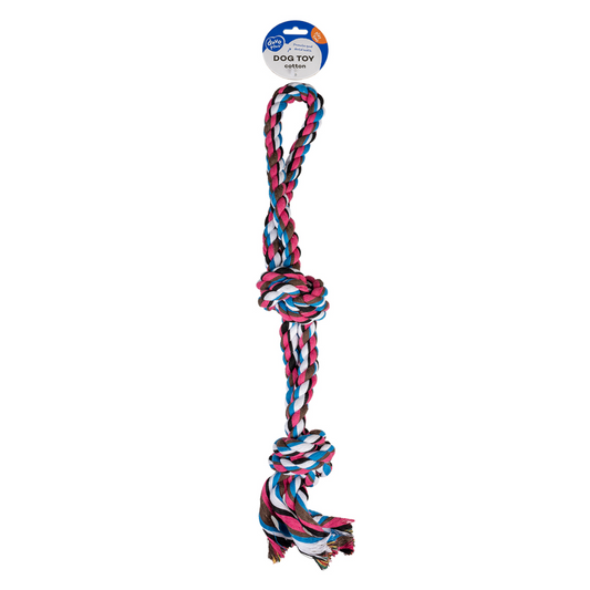 Duvo+ Tug Toy Knotted Cotton 2 Knots Double Loop 50cm | Interactive Tug Toy for Dogs