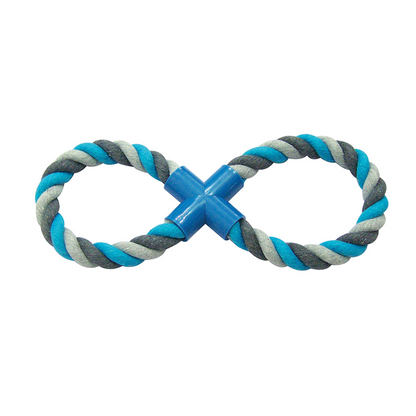 Duvo+ Tug Toy Knotted Cotton 8-Pull Ring 33cm Grey/Blue | Dental Chew Tug Toy