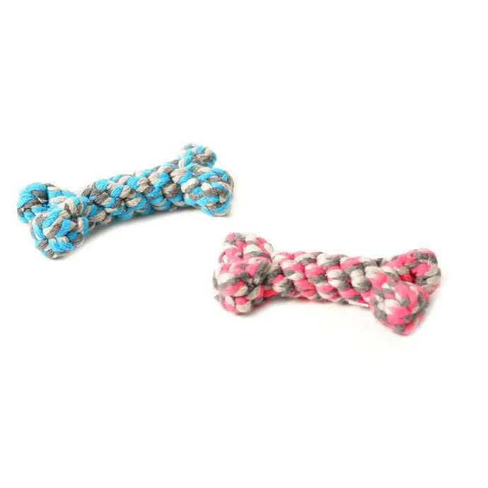 Duvo Knotted Cotton Bone 8cm | Durable Cotton Rope Chew Toy for Dogs