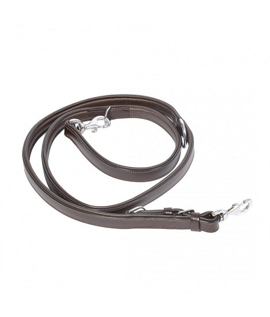 Duvo+ Metal Leather Duo Leash Dark Brown | Adjustable 100-200cm Dog Leash with Metal Accents