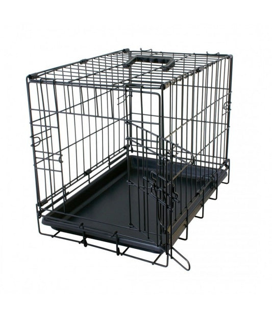 Duvo+ Dog Crate 2 Doors with Plastic Tray Black | Indoor Dog Cage
