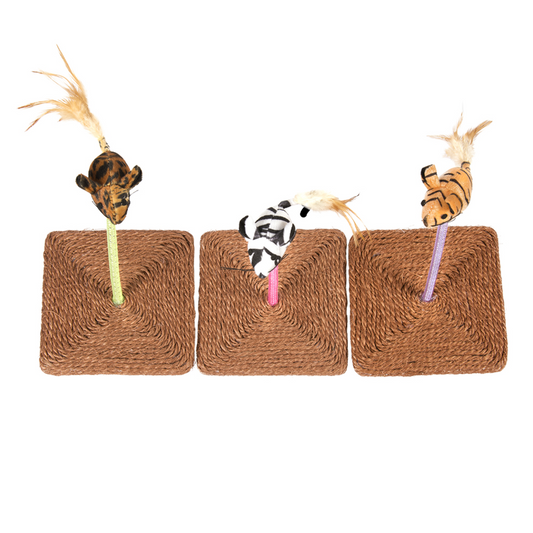 Duvo+ Mouse on Pedestal Cat Toy | Interactive Spring Toy with Scratching Base