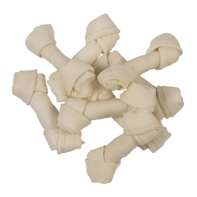 Duvo+ Knotted Bone White 13cm | 8-Pack Natural Dog Chew Bones