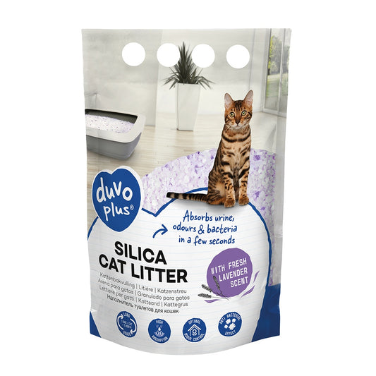 Duvo+ Premium Silica Cat Litter 5L Lavender | Dust-Free, Long-Lasting Crystal Litter