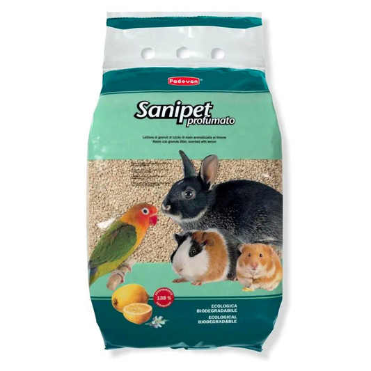 Padovan Sanipet Profumato 10L | Lemon-Scented Corn Cob Litter for Small Animals