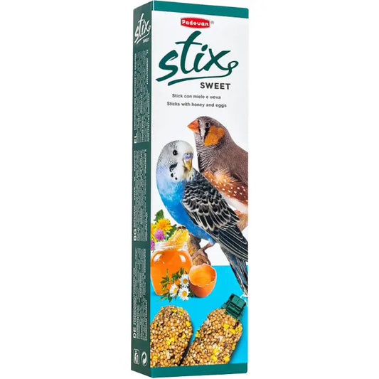 Padovan Stix Sweet Parakeets And Exotic 80g | Honey & Egg Sticks for Birds