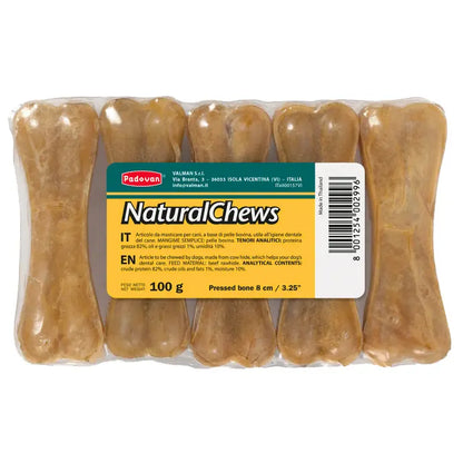 Padovan Natural Chews Bone 8cm 100g (5pcs) | Mini Cowhide Chews for Small Dogs