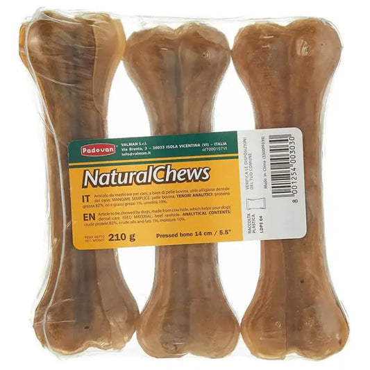 Padovan Natural Chews Bone 14cm 210g (3pcs) | Value Pack Cowhide Dog Chews