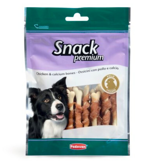 Padovan Chicken & Calcium Bone Dog Snack 100g | Dental Bone with Calcium for Dogs