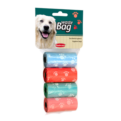 Padovan Waste Bag Mix Colour 4x20 Bags | Colourful Dog Poop Bags