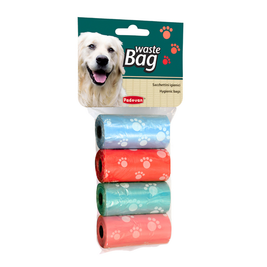 Padovan Waste Bag Mix Colour 4x20 Bags | Colourful Dog Poop Bags