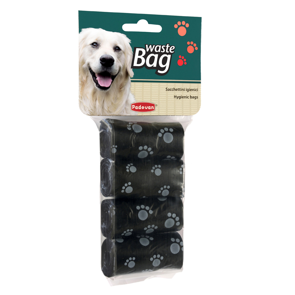 Padovan Waste Bag Black 4-Roll | 80 Heavy-Duty Dog Poop Bags