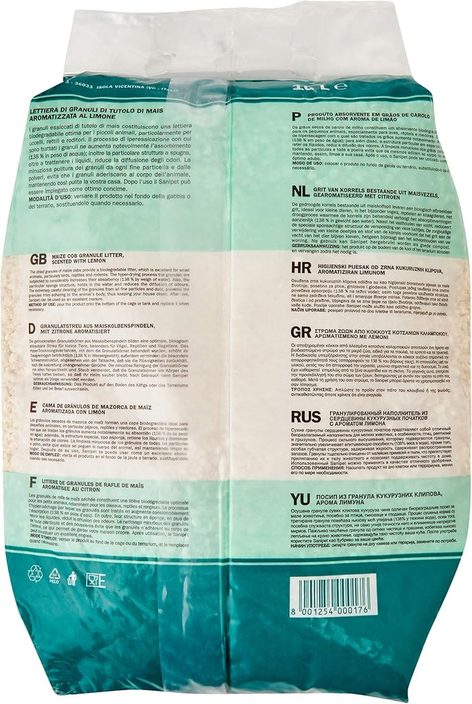 Padovan Sanipet Profumato 10L | Lemon-Scented Corn Cob Litter for Small Animals