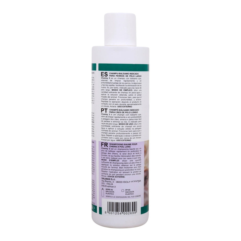 Padovan Charmy 3 Shampoo 250ml | 2-in-1 Conditioner for Long-Haired Dogs
