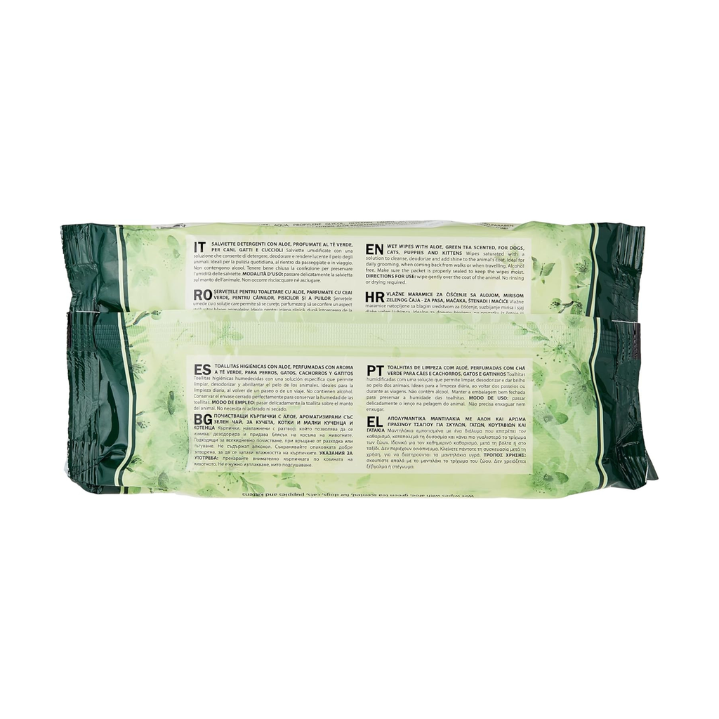 Padovan Pet Wipes Aloe 40pcs | Soothing Aloe & Green Tea Wipes for Dogs & Cats