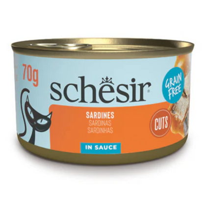 Schesir Grill Wholefood Sardines Cat Food | Real Sardines First Ingredient | Steam Cooked | Grain Free | 12x70g