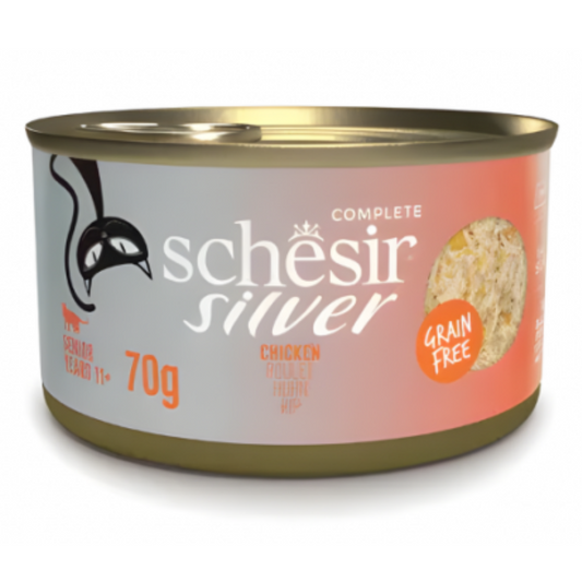 Schesir Silver Senior Cat Wholefood Chicken | Complete | Grain Free | Senior Cats | 12x70g
