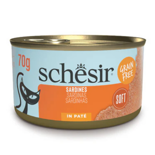 Schesir Grill Pâté Sardines | Soft Pâté Texture | Grain Free | Complementary Cat Food | 12x70g