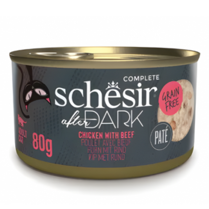 Schesir After Dark Cat Wet Food Chicken with Beef Pâté | Adult Cat | Complete & Balanced | Natural Ingredients | 80g | Min. Order: 12 Cans