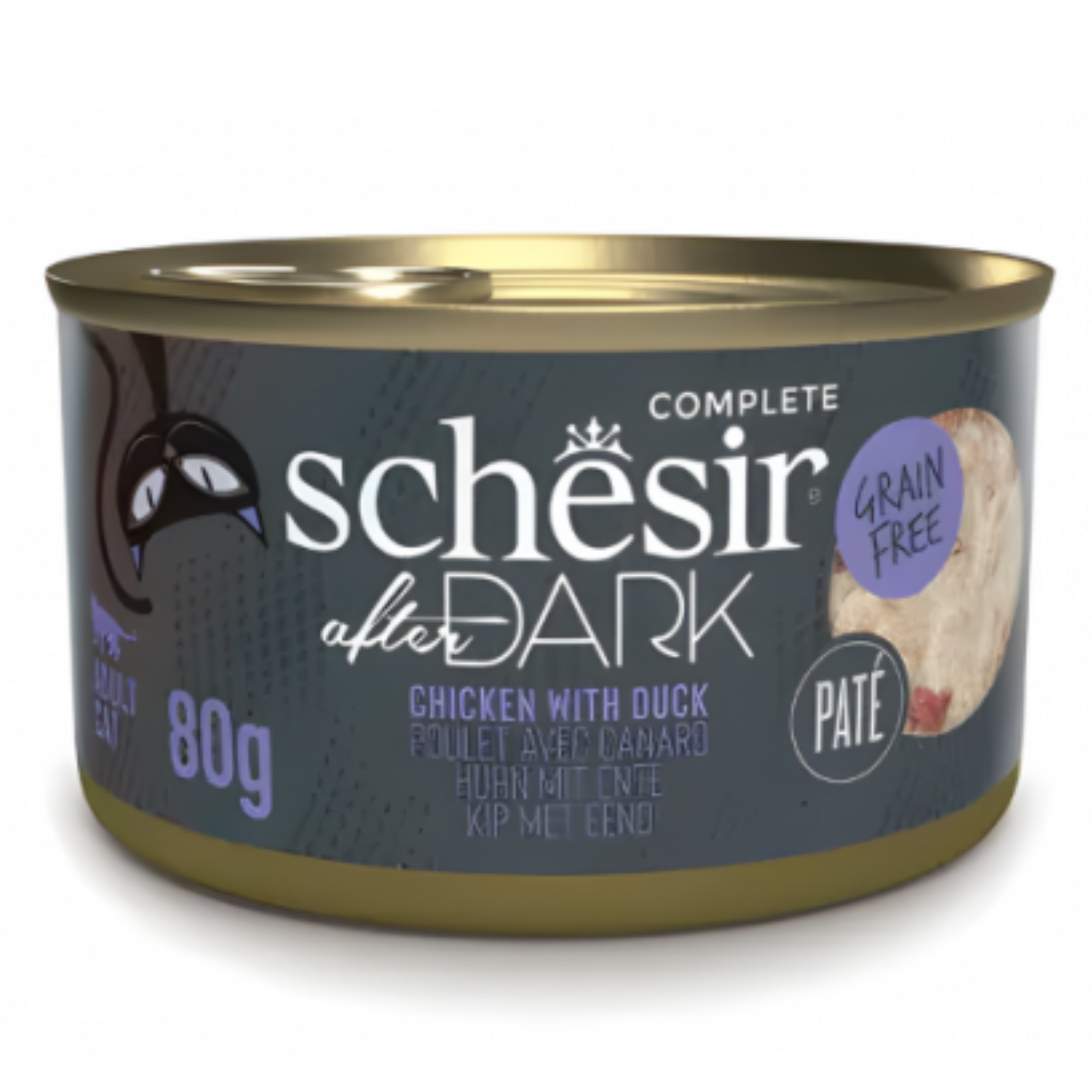 Schesir After Dark Cat Wet Food Chicken with Duck Pâté | Adult Cat | Complete & Balanced | Natural Ingredients | 80g | Min. Order: 12 Cans