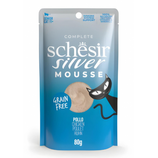 Schesir Silver Mousse Senior Cat Chicken 80g | Complete | Grain Free | Immune System Support | 80g