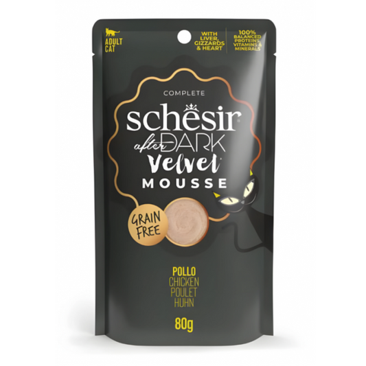 Schesir After Dark Velvet Mousse Chicken | Complete | Grain Free | Adult Cat | 12x80g