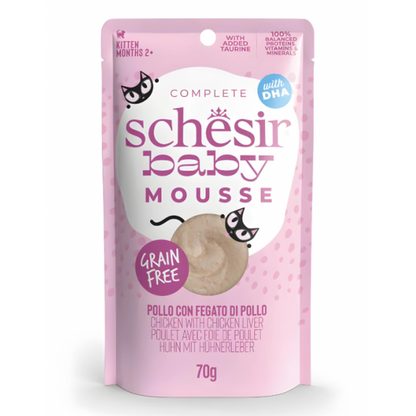 Schesir Baby Mousse Kitten Chicken with Chicken Liver | Kitten | Complete Wet Food | Natural Ingredients | 70g | Min. Order: 12 Pouches