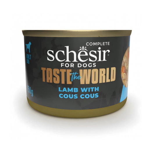 Schesir Taste The World Lamb with Cous Cous Dog Food | Mediterranean Recipe | Complete | Adult Dog | 8x150g