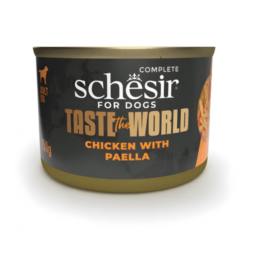 Schesir Taste The World Chicken with Paella Dog Food | Spanish Recipe | Complete | Adult Dog | 8x150g