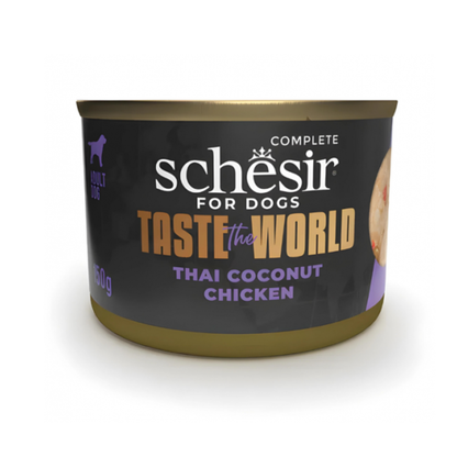Schesir Taste The World Thai Coconut Chicken Dog Food | Thai Recipe | Complete | Adult Dog | 8x150g