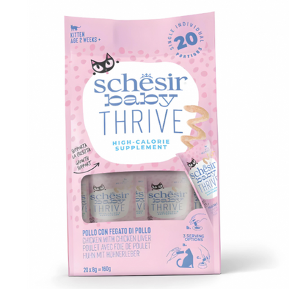 Schesir Baby Thrive Mousse Kitten Chicken | High-Calorie Nutritional Supplement | 20x8g (160g)