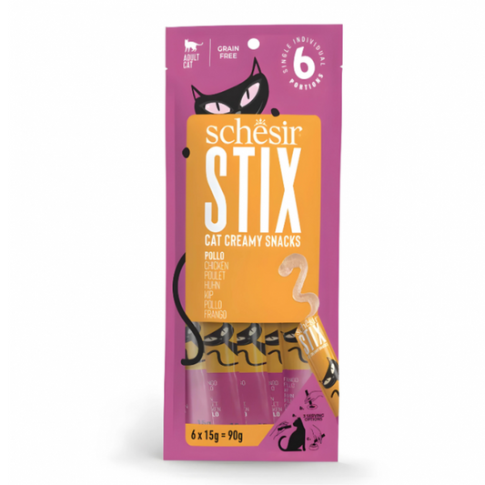 Schesir Stix Chicken | Creamy Cat Snacks | Single-Serve | Grain Free | 6x15g