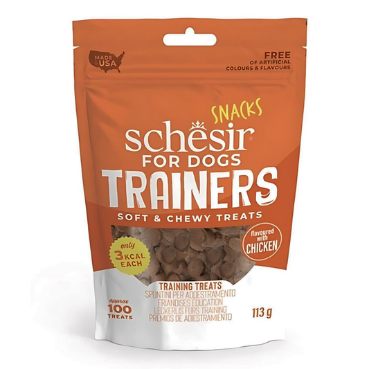 Schesir Trainers Soft & Chewy Dog Treats Chicken | Only 3kcal Each | 100 Treats | Made in USA | 113g