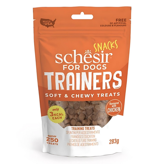 Schesir Trainers Soft & Chewy Dog Treats Chicken | Only 3kcal Each | 250 Treats | Made in USA | 283g
