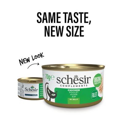 Schesir Cat Wet Food Chicken Fillets in Jelly | Adult Cat | Complementary | Natural Ingredients | 12x70g