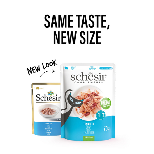 Schesir Complements Tuna in Jelly | 100% Natural Fillets | Original Recipe | Complementary Cat Food | 12 x 70g