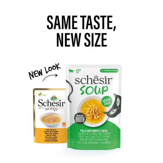 Schesir Soup Chicken with Carrot & Pumpkin | Grain Free | Rich Broth | Adult Cat | 12x40g