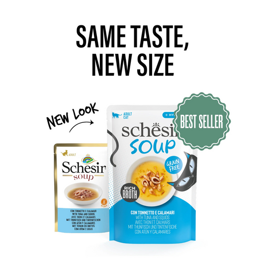 Schesir Soup Tuna with Squid | Grain Free | Rich Broth | Adult Cat | 12x40g