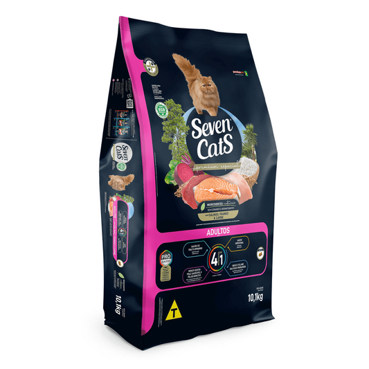 Seven Cats Adult 4in1 Cat Food | Beef, Salmon & Chicken 10kg+100g