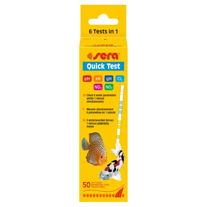 Sera Quick Test | 6-in-1 Water Test Strips for Freshwater & Marine Aquariums