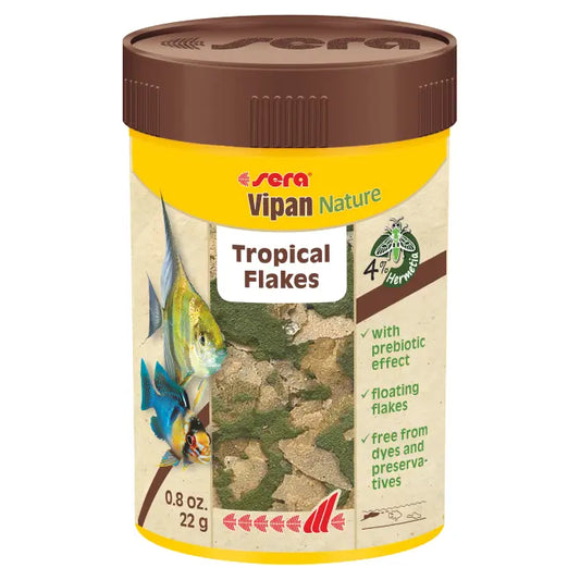 Sera Vipan Nature Tropical Flakes 100ml (22g) | Surface-Feeder Flakes with Insect Meal