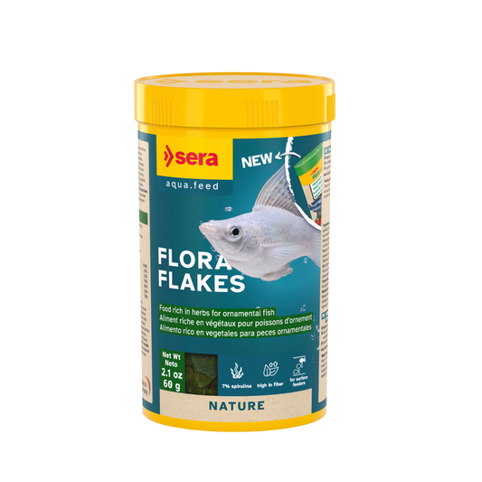 Sera Flora Flakes 250ml | Herbal & Spirulina Flake Food for Herbivorous Fish