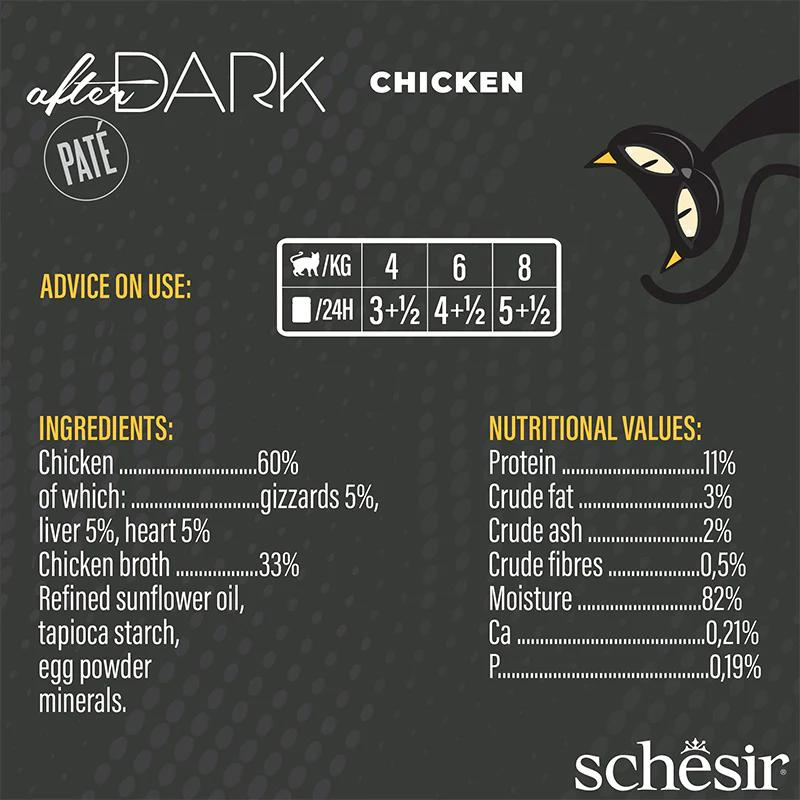 Schesir After Dark Cat Wet Food Chicken Pâté | Adult Cat | Complete & Balanced | Natural Ingredients | 80g | Min. Order: 12 Cans