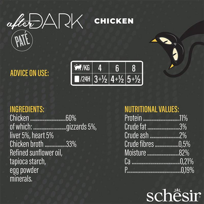 Schesir After Dark Cat Wet Food Chicken Pâté | Adult Cat | Complete & Balanced | Natural Ingredients | 80g | Min. Order: 12 Cans