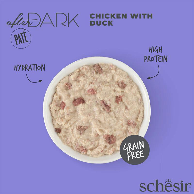 Schesir After Dark Cat Wet Food Chicken with Duck Pâté | Adult Cat | Complete & Balanced | Natural Ingredients | 80g | Min. Order: 12 Cans